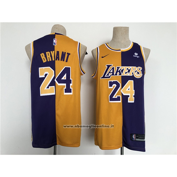 Maglia Los Angeles Lakers Kobe Bryant #24 Split Giallo Viola
